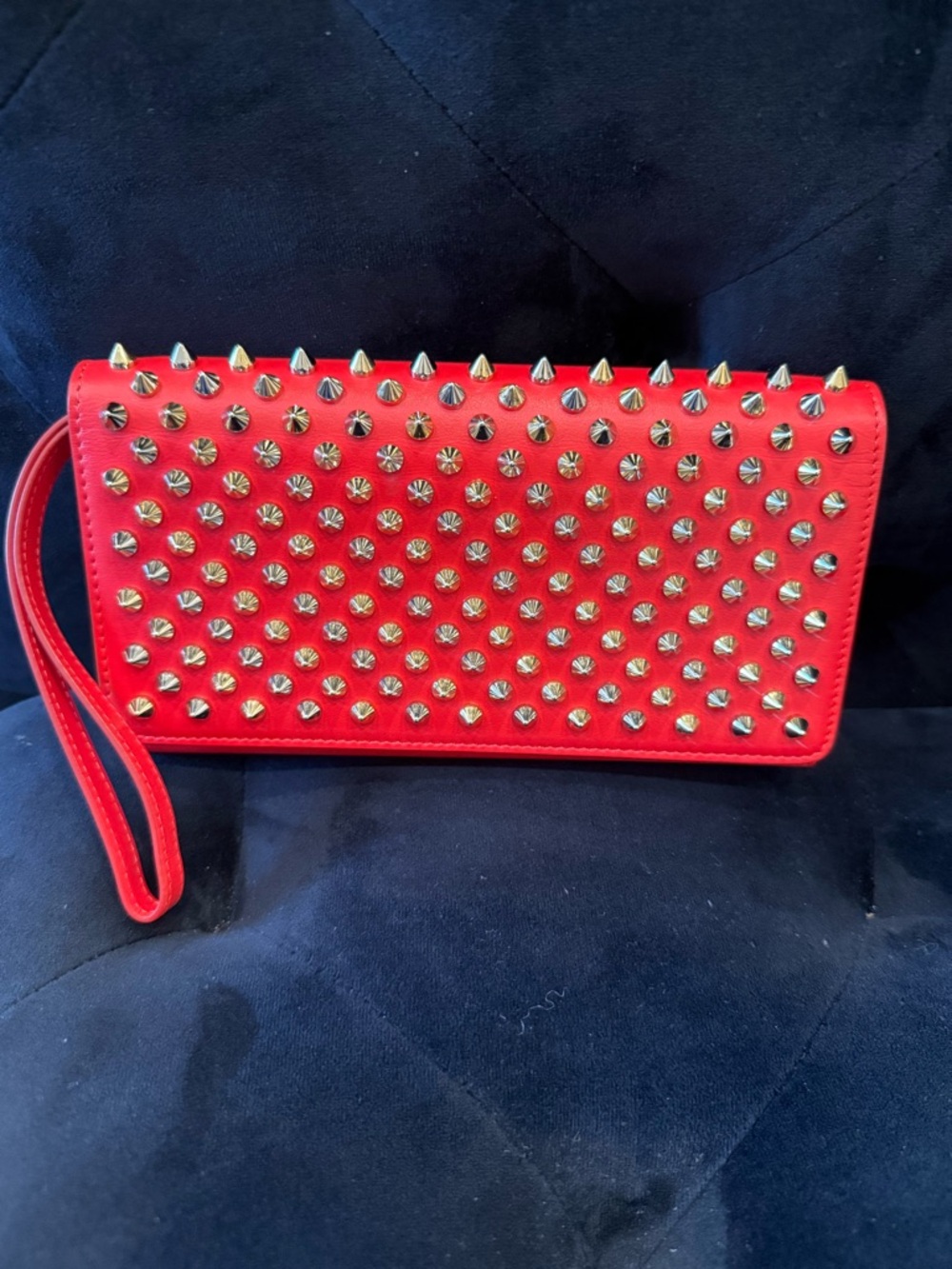 Christian Louboutin Red Studded Wristlet Clutch